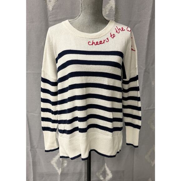 Lilly Pulitzer Quince Cheers to the Weekend Striped Crewneck Sweater L - Picture 1 of 9